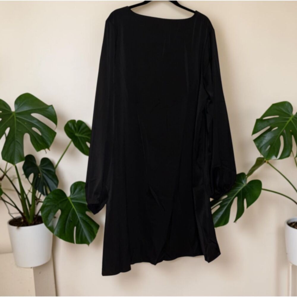 Black Button Front Mini Dress XL Long Sleeve Casual Dress Boho Chic Dress
